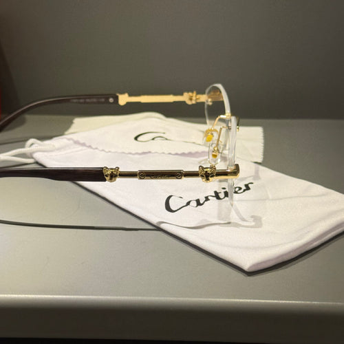 Cartier (Ahşap Sap Şeffaf Cam) Güneş Gözlüğü