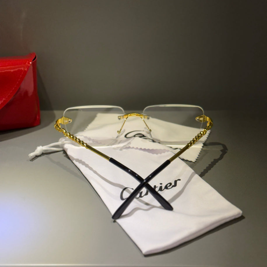 Cartier Unisex Şeffaf Cam Güneş Gözlüğü