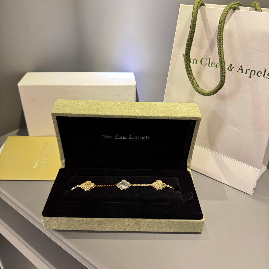 Van Cleef (Antrasit Taşlı) Unisex Bileklik