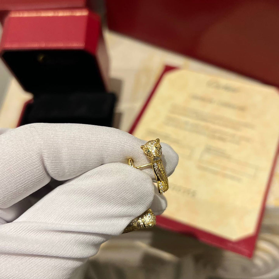 Cartier Full Taşlı (Gold) Küpe Özel Ürün
