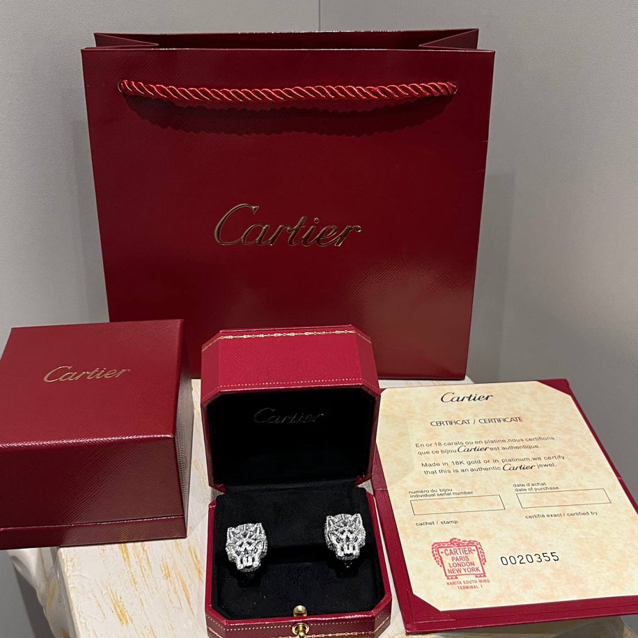 Cartier Full Taşlı (Silver) Panther Küpe Özel Ürün