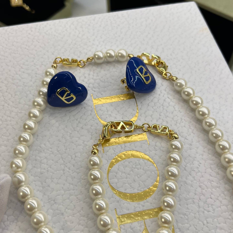 Valentino Kolye Küpe Bileklik İnci Set