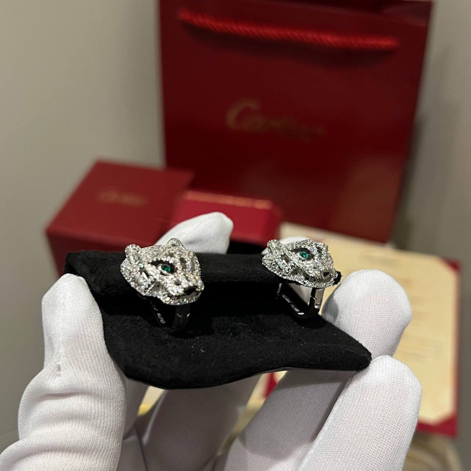 Cartier Full Taşlı (Silver) Panther Küpe Özel Ürün