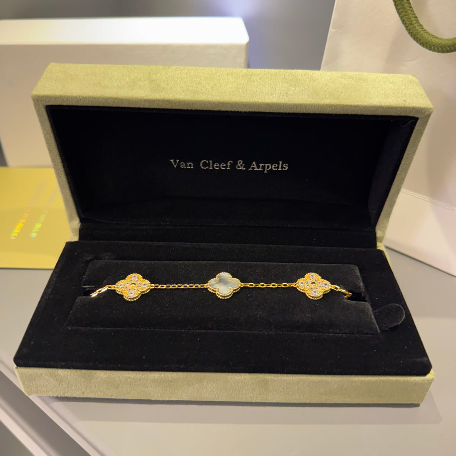 Van Cleef (Antrasit Taşlı) Unisex Bileklik