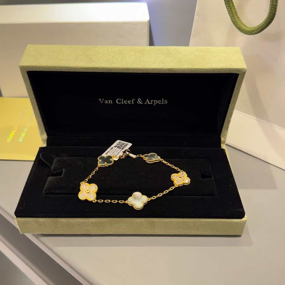 Van Cleef (Antrasit Taşlı) Unisex Bileklik