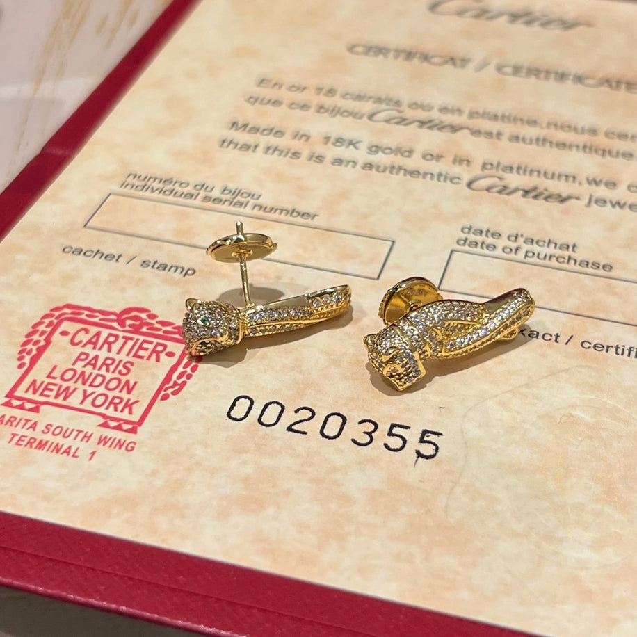 Cartier Full Taşlı (Gold) Küpe Özel Ürün