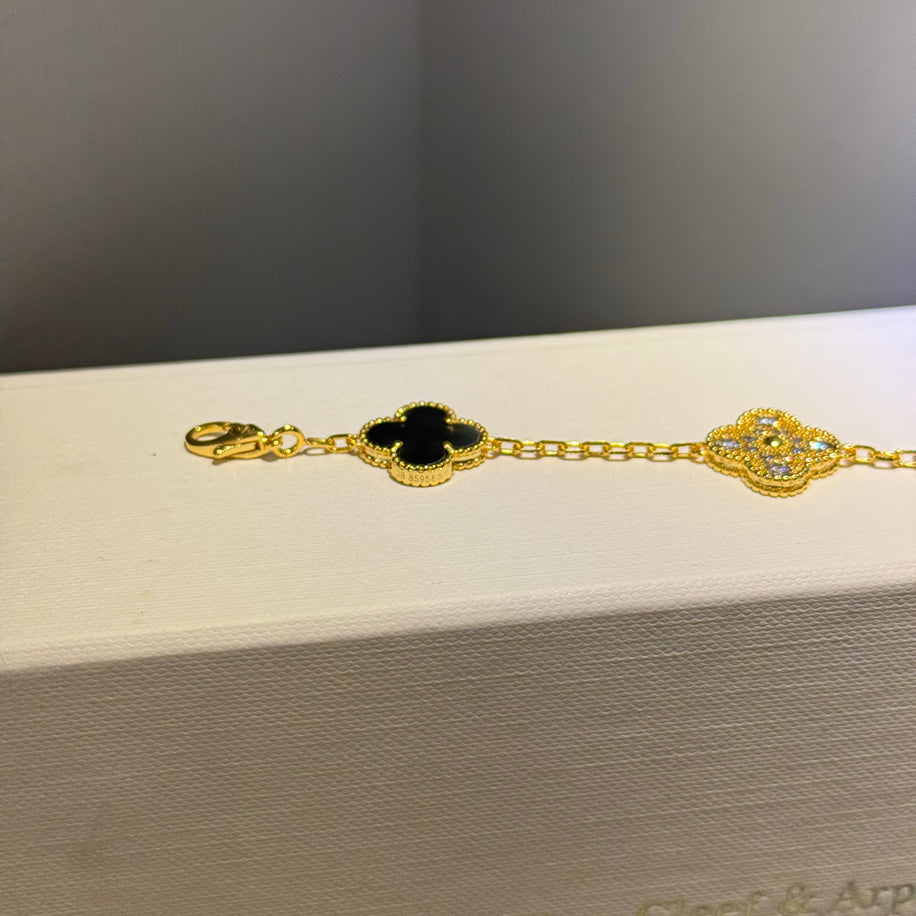 Van Cleef (Antrasit Taşlı) Unisex Bileklik