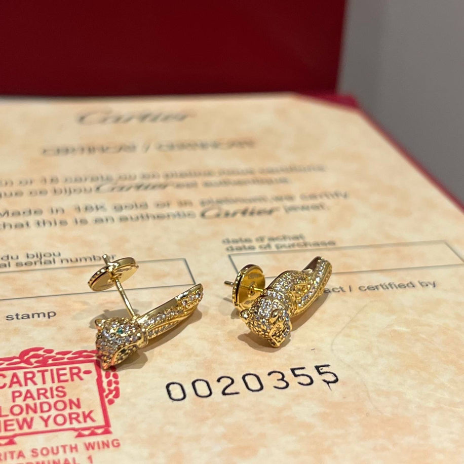 Cartier Full Taşlı (Gold) Küpe Özel Ürün