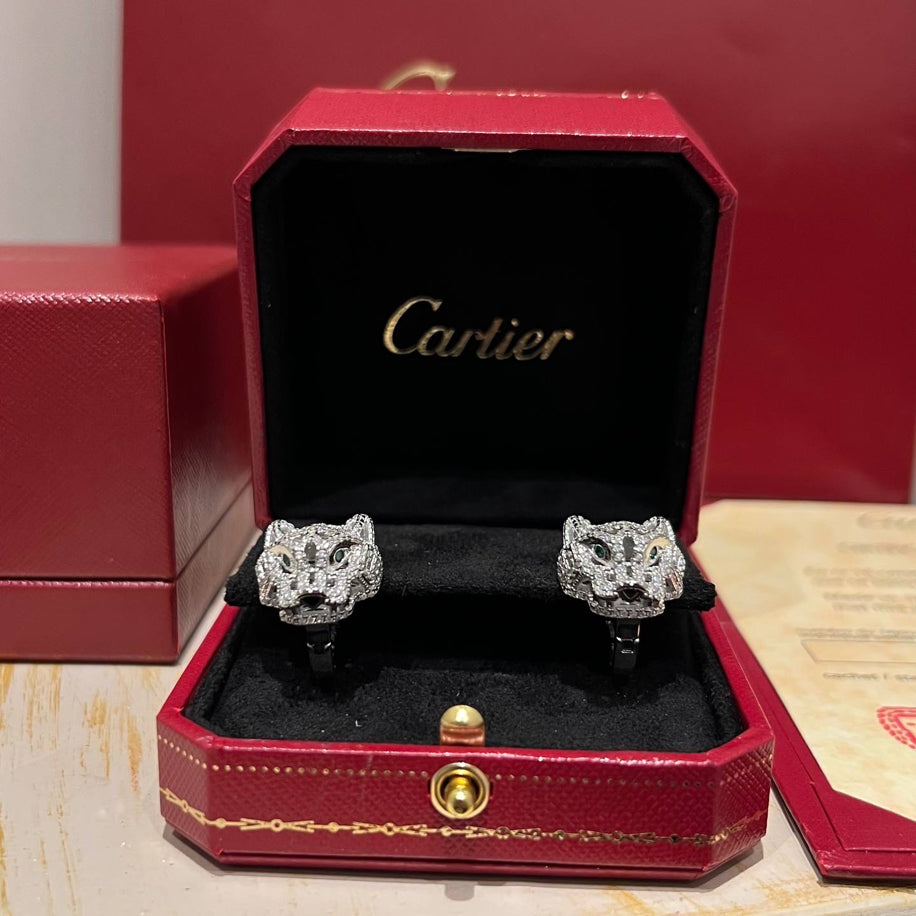 Cartier Full Taşlı (Silver) Panther Küpe Özel Ürün