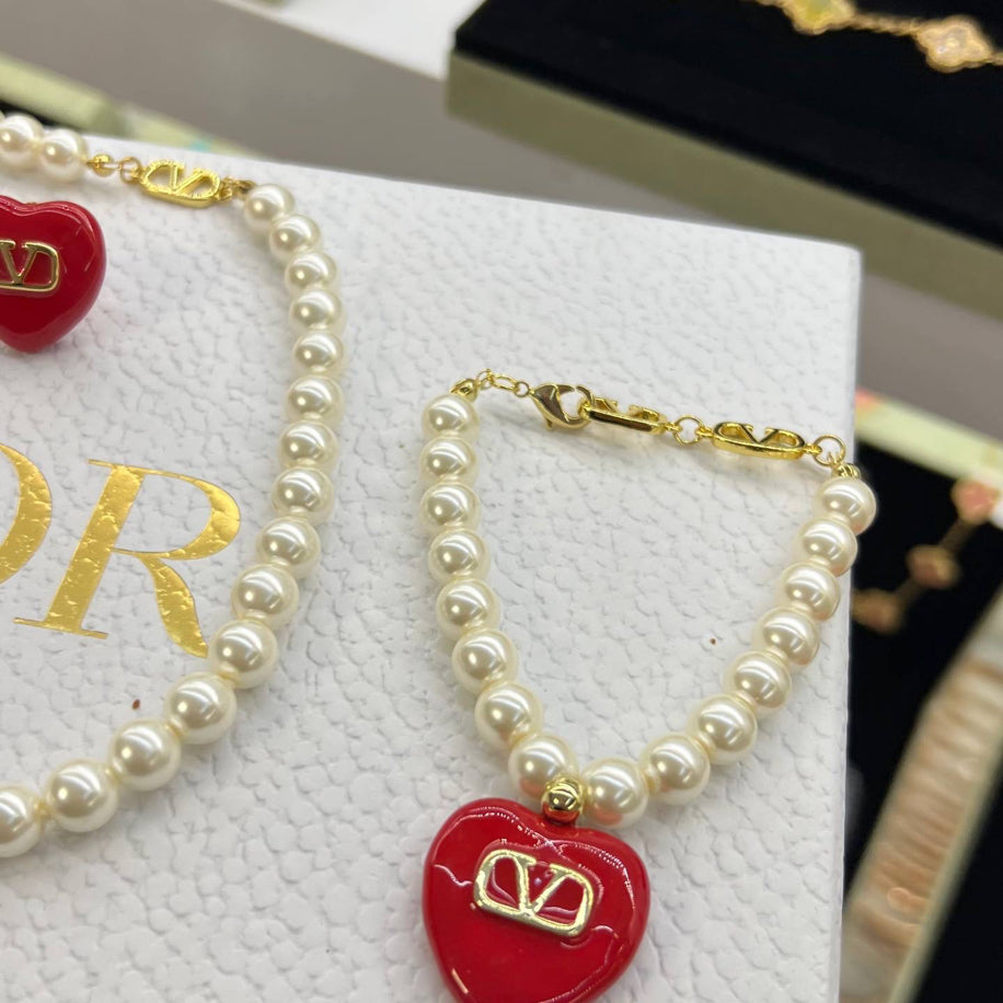 Valentino Kolye Küpe Bileklik İnci Set